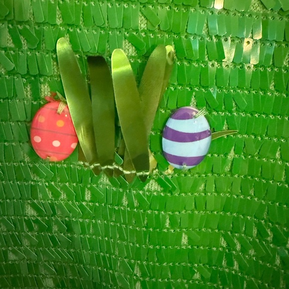 QUEEN OF SPARKLES Green Sequin Easter Button Down Vest - Picture 4 of 4